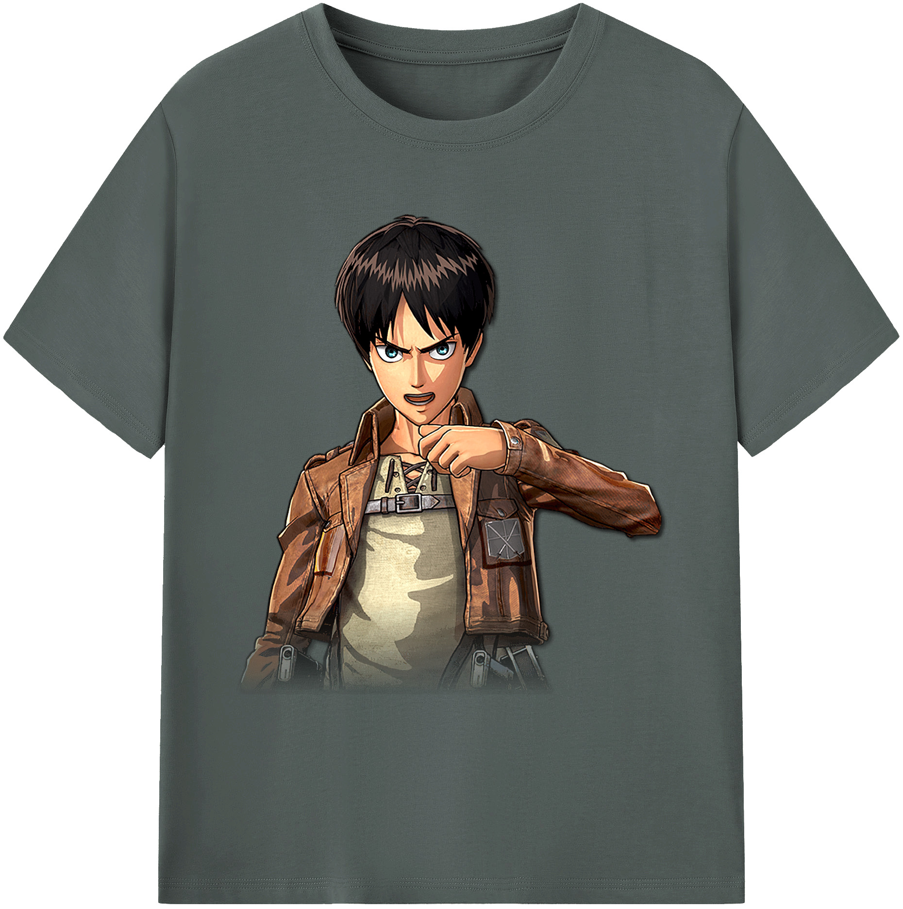 （画像用） 進撃の巨人 エレン･イェーガー Attack on Titan Eren Jäger 綿100％ メンズ半袖Tシャツ｜肌触りやわらか＆通気性
